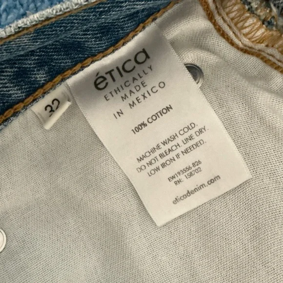 Etica Wide Leg Cuffed Button Fly Jeans - Picture 6 of 7